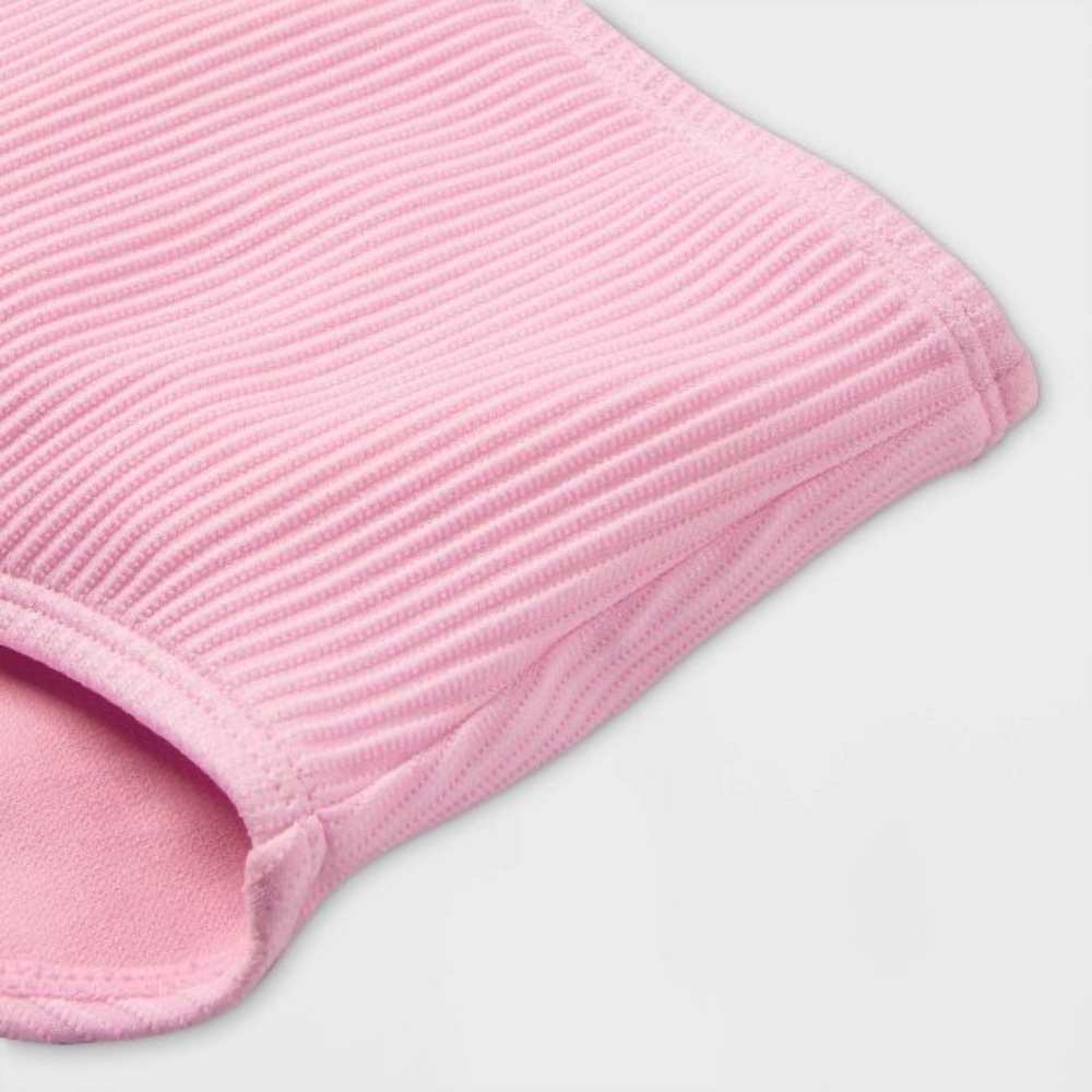 Girls Bandeau Ribbed Top & High Rise Hipster Ribbed Bottom Bikini Swim Set L - Picture 8 of 10